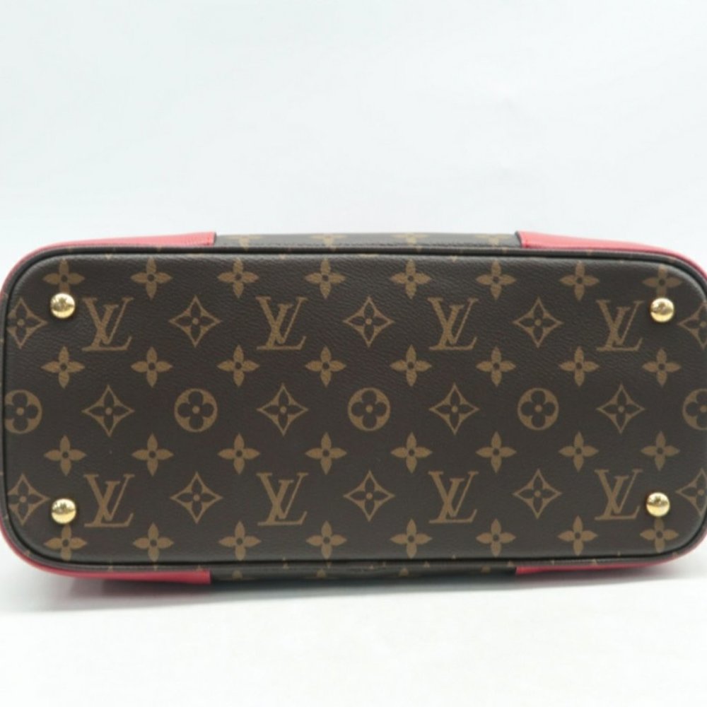 100% Authentic Louis Vuitton Flandrin Brown&Red Monogram Canvas Satchel  Bag - Picture 6 of 12